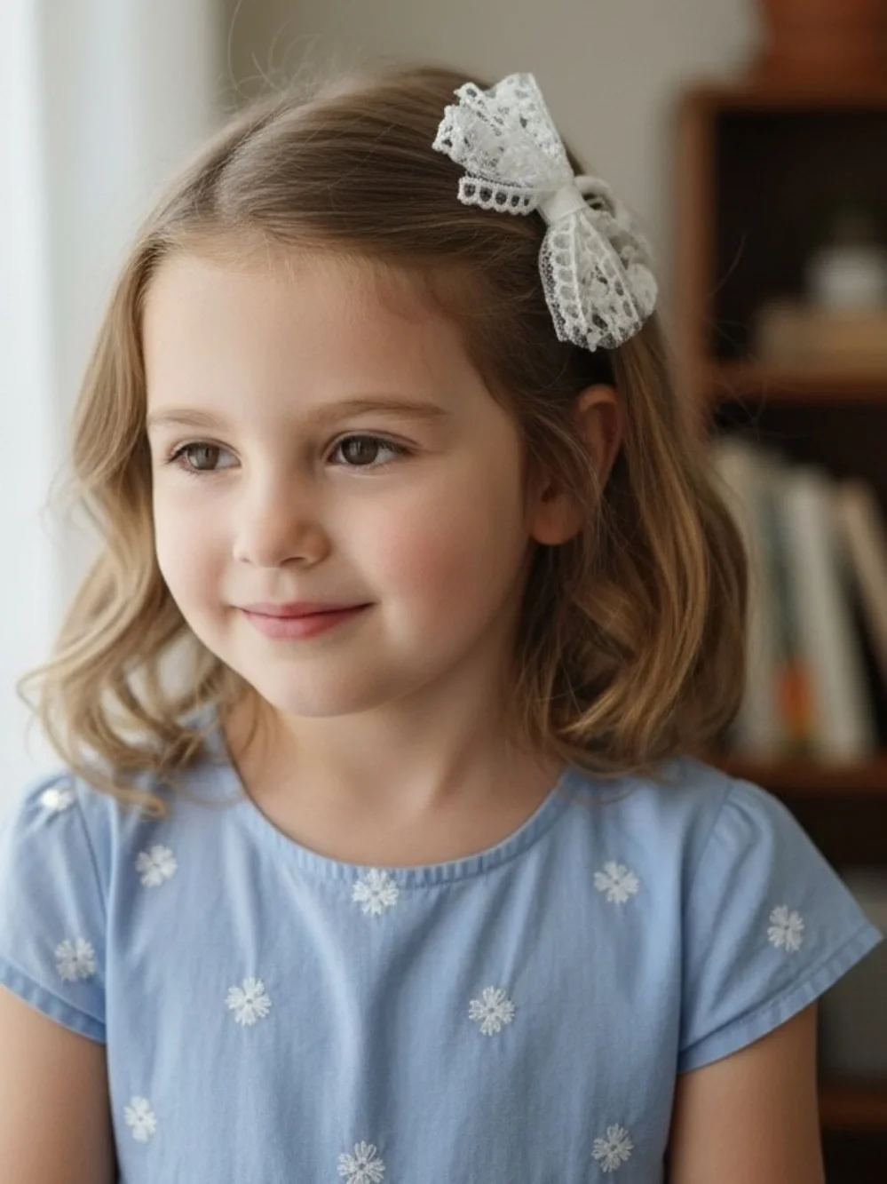 White Lace Bow Hair Clips for Kids - Charming Accessory